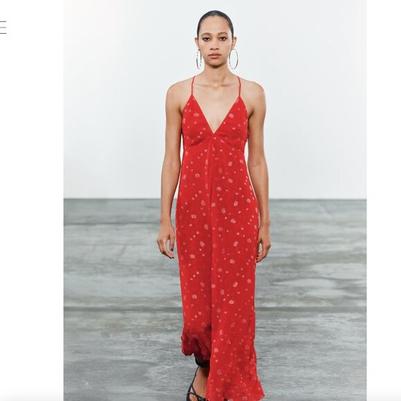 Zara ZW Strappy Midi Dress NWT Red Size Small Blogger Fav - Picture 4 of 14